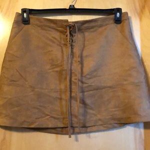 Tan suede mini skirt